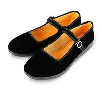 Le Scarpe da Donna in Velluto Mary Jane Cotone Nero Antiche Pechino Tessuto Liscio Scarpe da Danza Ginnastica Yoga