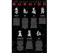 Le sette virtù del Bushido Targhe in metallo Decorazioni per sala di arti marziali vintage Targhe in metallo Bushido Infografica Poster retrò Arte della parete per la casa Club Decorazioni da parete T