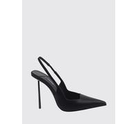 Le Silla Slingback Amelia in raso con tacco a spillo alto e punta a mandorla 37 Nero