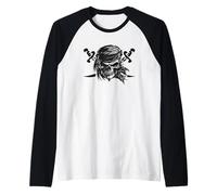 Le spade del teschio dei pirati parlano come un giorno dei pirati Maglia con Maniche Raglan