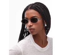 Le Specs - The Forbidden - Occhiali da sole slim ovali in metallo neri e oro con lenti verdi-Argento No Size