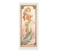 Le stagioni - Primavera Poster di Alfons Mucha 30 x 70 cm Arancione Quadri Decorazione per pareti