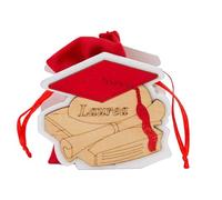 Le Stelle Woodbag Portaconfetti Tocco Rosso su Libro con Pergamena, Bomboniera Fai da Te per Laurea, cm 8x3,5x7,5, Confezione 12 pz