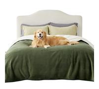 LE SURE Coperta Impermeabile per Cani di Taglia Grande - Coperta Lavabile per Cani 229x218 cm, Protezione per Divano in Pile Sherpa, Coperta per Gatti Morbida e Soffice, Verde oliva