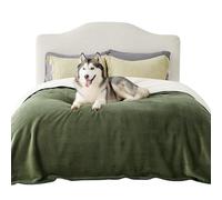 LE SURE Coperta Impermeabile per Cani di Taglia Grande - Coperta Lavabile per Cani 274x218 cm, Protezione per Divano in Pile Sherpa, Coperta per Gatti Morbida e Soffice, Verde oliva