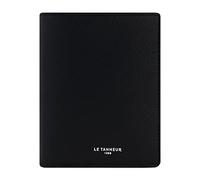 Le Tanneur, Portafoglio, porta carte, in pelle granulata, da uomo, 6 scomparti per carte, tasche banconote, tasche piatte, tasche formato carta d'identità, tasca con cerniera, anti-RFID, Nero chiaro., L 9.5 x H 12.5 cm