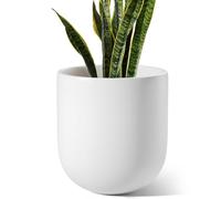 LE TAUCI 25 cm Vaso per Piante, Vaso in Ceramica per Piante da Interno, Vasi per Piante per Casa, Giardino, Patio Ufficio, Vaso per Fiori da Esterno con Fori di Drenaggio, Bianco