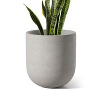 LE TAUCI 25 cm Vaso per Piante, Vaso in Ceramica per Piante da Interno, Vasi per Piante per Casa, Giardino, Patio Ufficio, Vaso per Fiori da Esterno con Fori di Drenaggio, Grigio