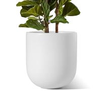 LE TAUCI 30 cm Vaso per Piante, Vaso in Ceramica per Piante da Interno, Vasi per Piante per Casa, Giardino, Patio Ufficio, Vaso per Fiori da Esterno con Fori di Drenaggio, Bianco