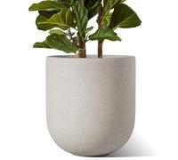 LE TAUCI 30 cm Vaso per Piante, Vaso in Ceramica per Piante da Interno, Vasi per Piante per Casa, Giardino, Patio Ufficio, Vaso per Fiori da Esterno con Fori di Drenaggio, Grigio