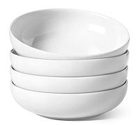 LE TAUCI Set di 4 ciotole per pasta da 1,27 g, insalatiere per servire zuppe, pasta, noodle, cena, grandi piatti da cucina, adatti al microonde, 21 cm, colore: bianco