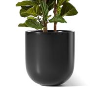 LE TAUCI Vasi per piante da 30 cm, grandi fioriere in ceramica per casa, giardino, patio, ufficio, vasi moderni per interni con foro di drenaggio e tappo in gomma, nero