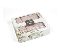 Le Telerie Set 1+1 Asciugamani e Ospite 100% Cotone Home - Disponibile in Vari Colori in Scatola Regalo (Crema)