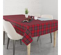 Le Telerie Tovaglia Antimacchia di Natale Rettangolare Tartan, Tovaglia Natalizia Scozzese Disponibile in più Colori e Misure (Rosso Dis.1, 140x230 cm)