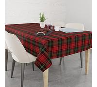 Le Telerie Tovaglia Antimacchia di Natale Rettangolare Tartan, Tovaglia Natalizia Scozzese Disponibile in più Colori e Misure (Rosso Dis.2, 140x180 cm)