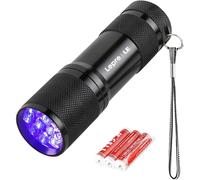 LE Torcia UV LED Portatile Con 9 LED, Lampada UV in Metallo 395 Nm, Torcia Ultra
