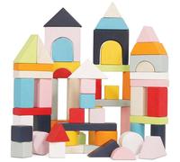 Le Toy Van - PL135 - Gioco educativo mattoncini in legno, per bambini a partire da 1 anno, per costruzioni, mattoncini impilabili, ecologico, 60 pezzi, bordi lisci, con ponti e cilindri, Petilou