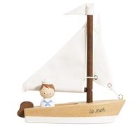 Le Toy Van Barca a vela giocattolo per bambini da 2 anni, Barca e 1 marinaio in Legno FSC ecologico, vele in cotone, regalo bambino