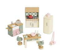 Le Toy Van Cucina per casa delle bambole, 3 anni, gioco educativo, Set mobili di legno 20 pezzi, giocattoli ecologici, Montessori, include arredi e accessori