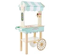 Le Toy Van Gioco educativo carretto dei Gelati Giocattolo per Bambini, 3 Anni, in Legno, Gioco Montessori Ecologico, con Ruote, Include 2 Gelati e 2 Coni, tettuccio in Tessuto Realistico