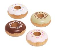 Le Toy Van - TV332 - Gioco educativo ciambelle finte, giocattolo per bambini, 2 anni, set da 4 donuts con confezione regalo, gioco Montessori, in legno naturale FSC e colori a base d'acqua