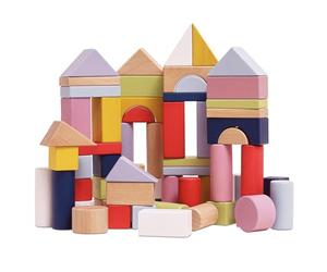 Le Toy Van Gioco educativo mattoncini in legno, per bambini a partire da 1 anno, per costruzioni, mattoncini impilabili, ecologico, 60 pezzi, bordi lisci, con ponti e cilindri, Petilou