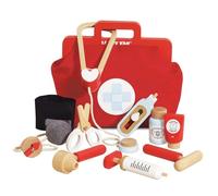 Le Toy Van Gioco educativo Valigetta Dottore in Legno per Bambini, 3 Anni, Giocattolo Montessori, Borsa del Medico in Tessuto Completa, 10 Pezzi, Accessori Inclusi, Legno Certificato FSC