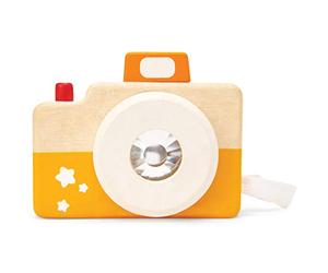 Le Toy Van Macchina fotografica giocattolo in legno per bambini dai 18 mesi, caleidoscopio gioco Montessori, include laccio per non farla cadere, ecologico, con colori a base d'acqua