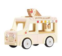 Le Toy Van - ME083 - Gioco educativo camioncino dei gelati giocattolo per bambini in legno FSC, 3 anni, 26 x 12 x 19 cm, per giocare con le bambole, tetto apribile, freezer, coni gelato inclusi