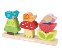 Le Toy Van - PL009 - Gioco educativo giardino impilabile in legno per bambini da 1 anno, giocattolo Montessori, include 9 blocchi impilabili, per lo viluppo delle abilità motorie fini, Petilou