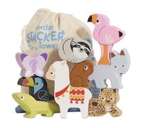 Le Toy Van - PL113 - Gioco educativo animali delle Ande impilabili, per bambini dai 18 mesi, attività di equilibrio, 9 animali e borsa, in legno FSC, gioco ecologico, senza plastica, Petilou
