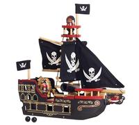 Le Toy Van - TV246 - Galeone dei pirati gioco in legno 3 anni, nave dei pirati di Barbarossa, 2 pirati inclusi, si illumina al buio, 48 x 24 x 49 cm, giochi Montessori ecologici