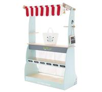 Le Toy Van - TV317 - Gioco educativo per Bambini dai 3 Anni supermercato Grande caffetteria Giocattolo Reversibile con Ruote 2 in 1, Include 1 Lavagna, 1 Campanello e 1 Borsa della Spesa, in Legno
