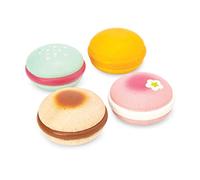 Le Toy Van - TV330 - Gioco educativo macarons finti, giocattolo per bambini, 2 anni, set da 4 macarons con confezione regalo, gioco Montessori, in legno naturale FSC e colori a base d'acqua