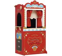 Le Toy Van - TV333 - Gioco educativo 3 Anni teatro delle Marionette e dei burattini Grande in Legno, Alto 122 cm, Giocattolo Montessori, con insegna Reversibile, 2 lavagne, sipario con Tende Vere