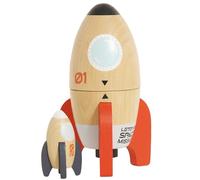 Le Toy Van - TV808 - Gioco educativo razzo spaziale giocattolo in legno per bambini, 2 anni, matrioska, razzo più piccolo all'interno, apertura magnetica, ecologico, senza plastica, Montessori