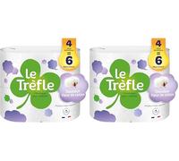 Le Trefle Douceur Fleur de coton - Carta igienica - 4 maxi rotoli : 6 rotoli classici - Lozione con estratti di cotone - Imballaggio riciclabile - Certificato FSC® Misto (Confezione da 2)