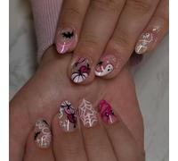 Le unghie finte di forma ovale corta di tema di Halloween dell'ABS per usura duratura facile applicano gli zoccoli quadrati corti