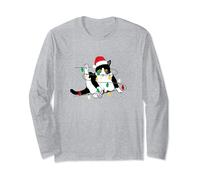 Le vacanze del gatto nero bianco si illuminano in modo Maglia a Manica