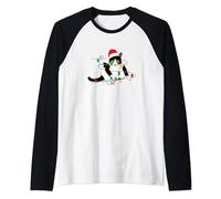 Le vacanze del gatto nero bianco si illuminano in modo Maglia con Maniche Raglan
