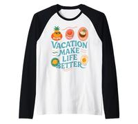 Le Vacanze Rendono la Vita Migliore Fresco Estate Vibe Spiaggia Vacanza Maglia con Maniche Raglan