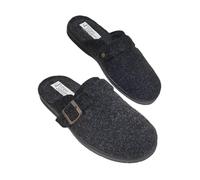 Le Valdostane, Fantastiche Pantofole Uomo Invernali da Casa, Calde e Imbottite, Ciabatte Inverno Antiscivolo con Pelo, Ciabatta da Camera Made in Italy, Fibbia Regolabile Comfort Unico (Nero, 45)