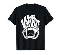 Le Vampire Divertente Zanne Bianco e Nero Halloween Maglietta