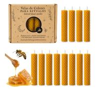 Le Velas de Mariano - Confezione da 12 candele al miele d'api artigianali, cera 100% naturale, profumo reale a nido d'ape, candele decorative per casa, tavolo altare, aromaterapia e meditazione
