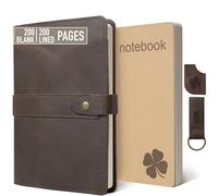 Le Vent - Diario in pelle ricaricabile per uomini e donne, 2 quaderni rilegati a righe e vuoti - copertina in pelle A5 8 x 5 - diario vintage marrone per viaggiatori, scrittori e affari