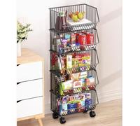 Le verdure, Espositore for snack da cucina for supermercato con ruote multistrato nero 41x29x(83-103) cm(41x29x103cm(16.1x11.4x40.6in))