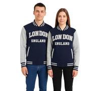 LE170NG London England - Giacca da Baseball Unisex, Colore: Grigio Navy Grigio Navy. M