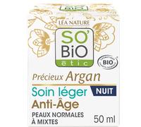 LÉA NATURE SO Bio Etic | Cura leggera anti-invecchiamento Notte - Prezioso Argan | Liscio & Raffermit | Olio di Argan Bio| Acido Ialuronico | 99% di origine naturale | Made in France| 50 ml