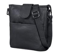 LEABAGS Borsa a mano da donna | Borsa a tracolla in vera pelle di alta qualità | Borsa a spalla | Borsa per lavoro, università, scuola e tempo libero | Taglia M (24 x 23 x 6 cm) | Naturale Nero