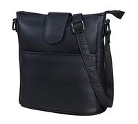 LEABAGS Borsa a mano da donna | Borsa a tracolla in vera pelle di alta qualità | Borsa a spalla | Borsa per lavoro, università, scuola e tempo libero | Taglia M (24 x 23 x 6 cm) | Nappa nera